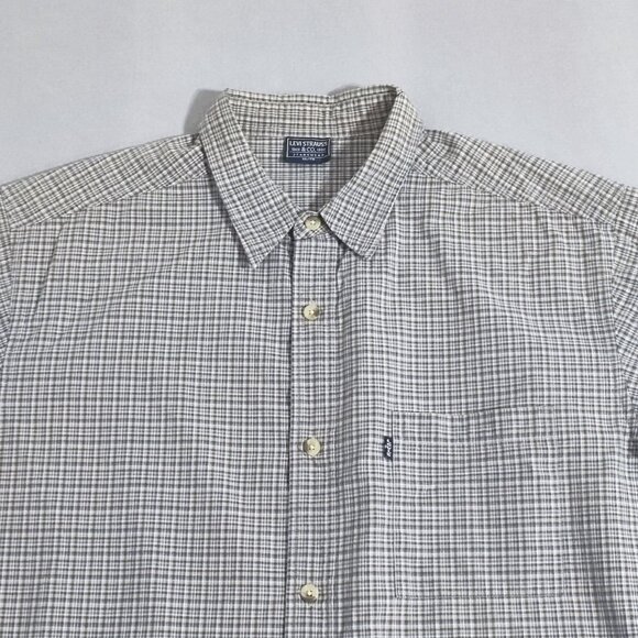 Levi Strauss button down shirt men's size XL blue grey white plaid - Picture 2 of 13